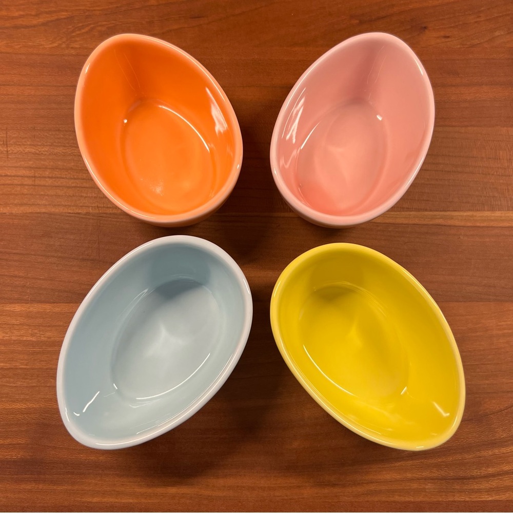 Holiday Home Set of Colorful Egg-shaped Bowls. Super cute!  No chips.